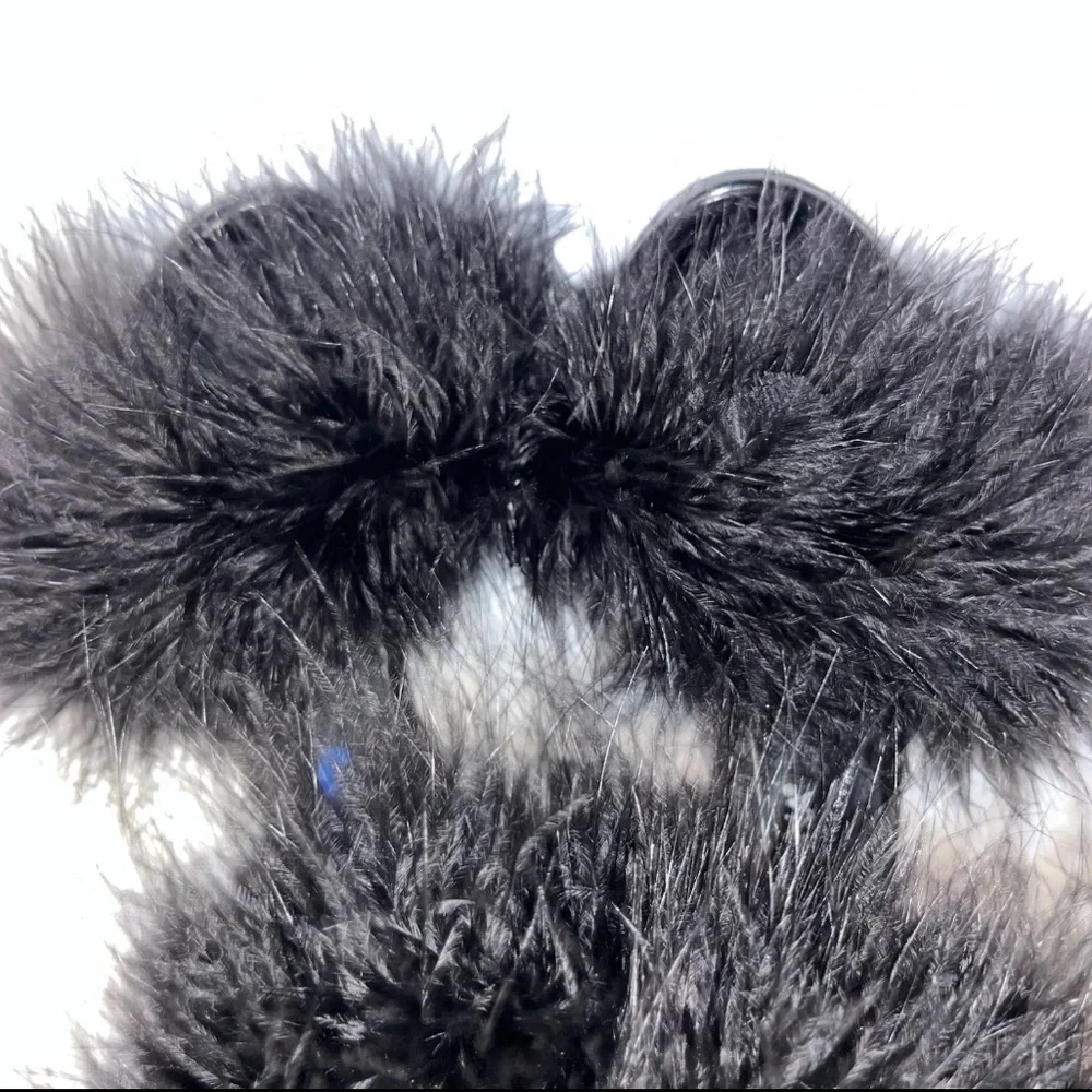 DOLCE & GABBANA Keira sandal heel black feather EU 37 105mm leather cocktail new - Picture 8 of 10